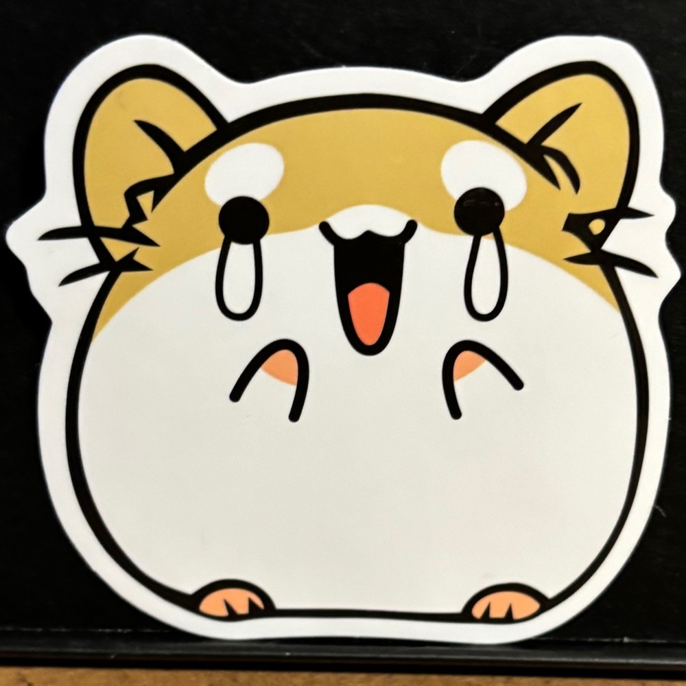 HAPPY CRYING HAMSTER STICKER